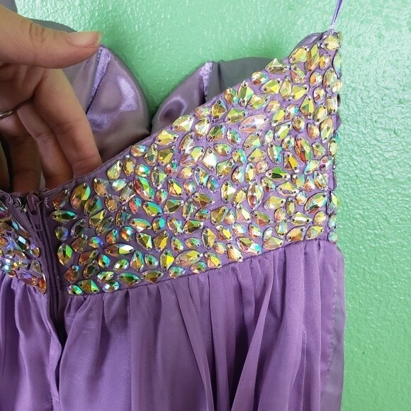 Eureka Women's Beaded Chiffon Mini Strapless Mini Evening Dress Size XS - Picture 3 of 11